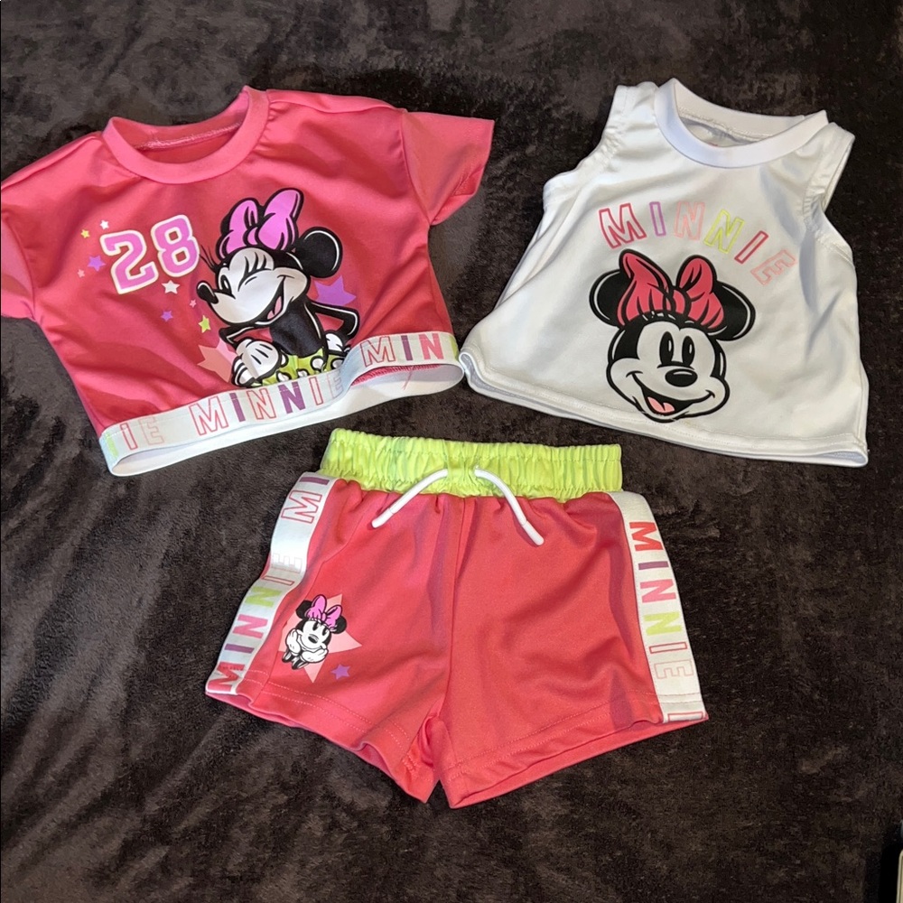 Minnie Mouse Kids Active Set - Pink and White Size 2T
